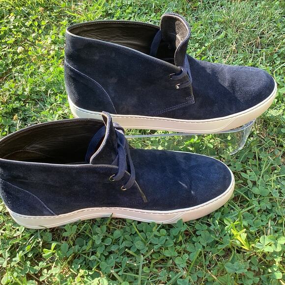 Lanvin Navy Suede Chukka Boots Men US 9 Minimalist Sneaker Sole Casual Fall Luxe - Picture 7 of 14